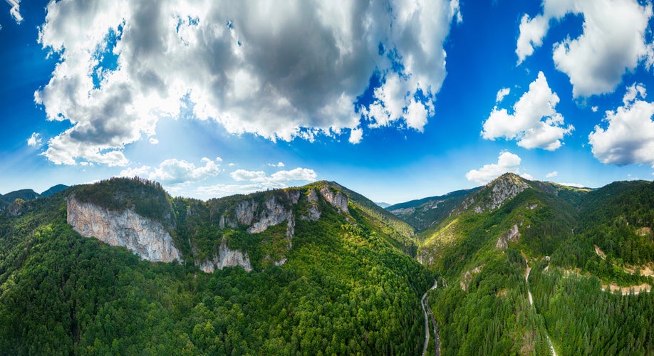 photo of view of Aerial view of Trigrad Gorge at Rhodope Mountains, Smolyan Region, Bulgaria.