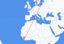 Flyg från Monrovia till Poznan