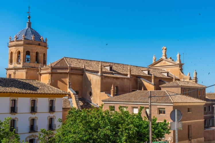 Photo of aerial view of San Patricio Collegiate in Spanish town Lorca, Spain.