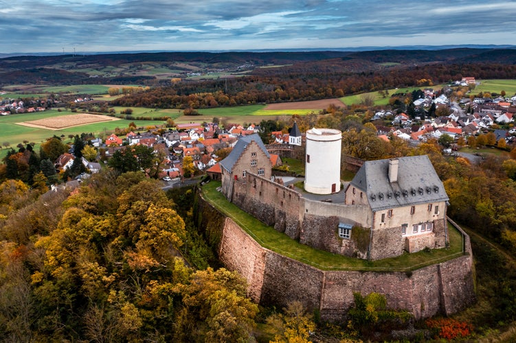 Photo of Aerial view, Veste Otzberg, Hering, Darmstadt-Dieburg district, Hesse, Germany .