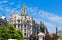 Photo of Liberty Square (Praca da Liberdade) in Porto city, Portugal. Equestrian statue of Dom Pedro IV (Estatua Equestre de Dom Pedro IV) on the foreground.