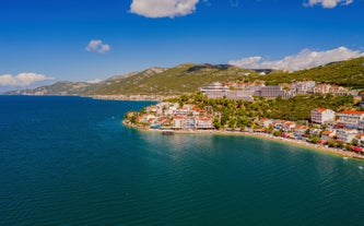 Photo of panoramic aerial view of city of Stolac and Bregava river, Bosnia and Herzegovina.