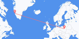 Flights from Greenland to Poland