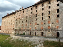 Capital of Slovenia, panoramic view with old town and castle.