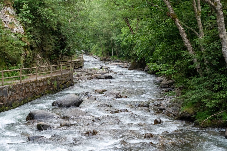 photo of view of Valira del Orient river in Cami Ral La Massanain summer in Andorra.