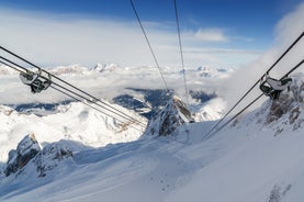 photo of the romantic, Snow covered Skiing Resort of Cortina d Ampezzo in the Italian Dolomites seen from Tofana with Col Druscie in the foreground.