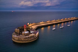 Photo of aerial view of Dun Laoghaire Pier ,Dublin, Ireland.