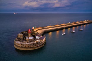 Photo of aerial view of Dun Laoghaire Pier ,Dublin, Ireland.