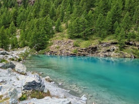 photo of aerial view of Ayas is a commune in the Aosta Valley region of northwestern Italy.