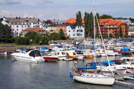 Photo of the Telemark Canal with old locks, tourist attraction in Skien, Norway.