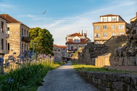 Photo of aerial view of the town of Cangas in the Bay of Vigo, Galicia, Spain.