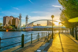 Photo of panoramic aerial view of Salford Quays, Manchester, UK.