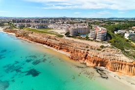 Photo of aerial view of Benidorm and Levante beach in Alicante Mediterranean of Spain.