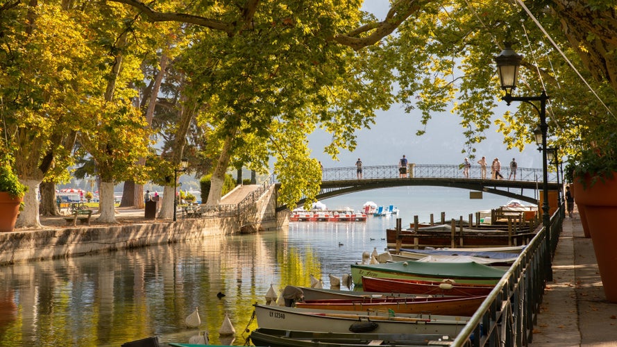 ANNECY,FRANCE - The love bridge on Lake Annecy.