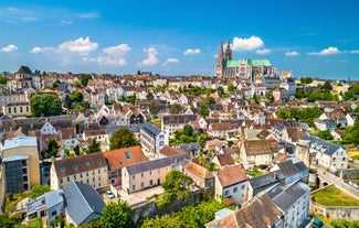 Paris, France. Panoramic view from Arc de Triomphe. Eiffel Tower and Avenue des Champs Elysees. Europe.