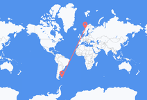 Vluchten van Mount Pleasant, Falklandeilanden naar Brønnøysund, Noorwegen