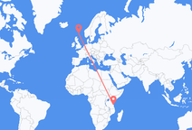 Flyreiser fra Dar-es-Salaam, Tanzania til Lerwick, Skottland