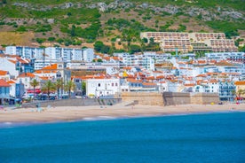 photo of panoramic view of Sesimbra, Setubal Portugal on the Atlantic Coast.