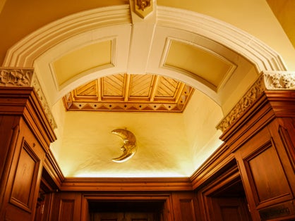 Beautiful moon sign on the wall at Belfast Castle, one of Northern Ireland's most famous landmarks.