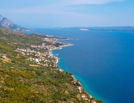 Split city beaches aerial view, Croatia.