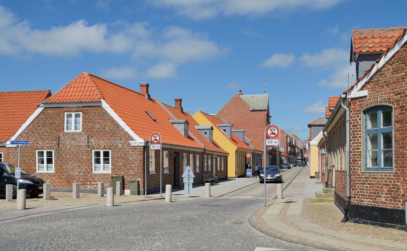 Photo of Residential road in downtown of Ringkobing, Jutland, Denmark.