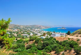 Photo of wonderful view to the sea from the mountains in Kefalos ,Kos island, Greece.