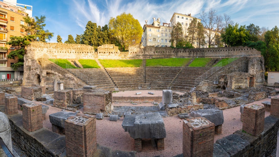 Trieste, Italy. View of Roman Theatre Ruins.