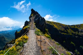 Aerial drone view of Camara de Lobos village, Madeira.