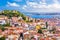 Photo of Lisbon City Skyline with Sao Jorge Castle and the Tagus River, Portugal.