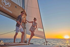 Santorini Gold Catamaran Cruise with Snorkel, BBQ & Open Bar