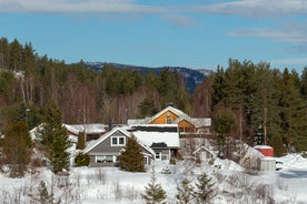 Snowboarding in the Norwegian mountains in Kongsberg.