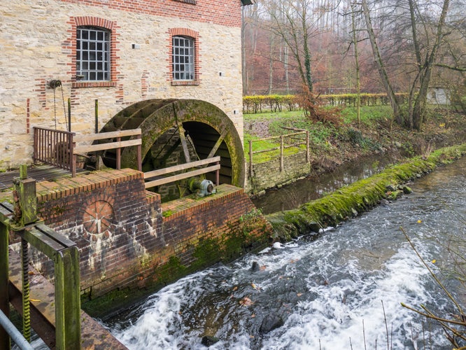 Photo of Knollmeyer mill in the Nettetal valley near Rulle, Wallenhorst, Osnabrueck-Land, Lower Saxony, Germany.