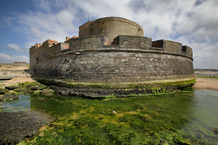 Small fortress on sea coast at Nord-Pas-de-Calais region, France.