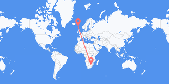 Flyreiser fra Sør-Afrika til Færøyene