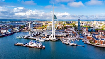 Photo of aerial view of the city Bournemouth and it's Pier, England.