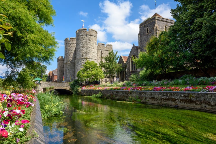 Medieval norman castle in Canterbury Old town, Kent, England