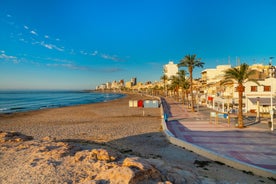 Photo of beautiful view of Santa Pola port and skyline in Alicante of Spain.