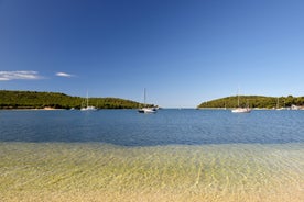 Photo of aerial view of beach Centinera in Banjole, Croatia.