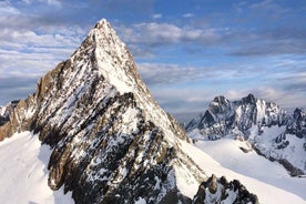 私人瑞士阿尔卑斯山直升机游览白雪覆盖的山峰和冰川