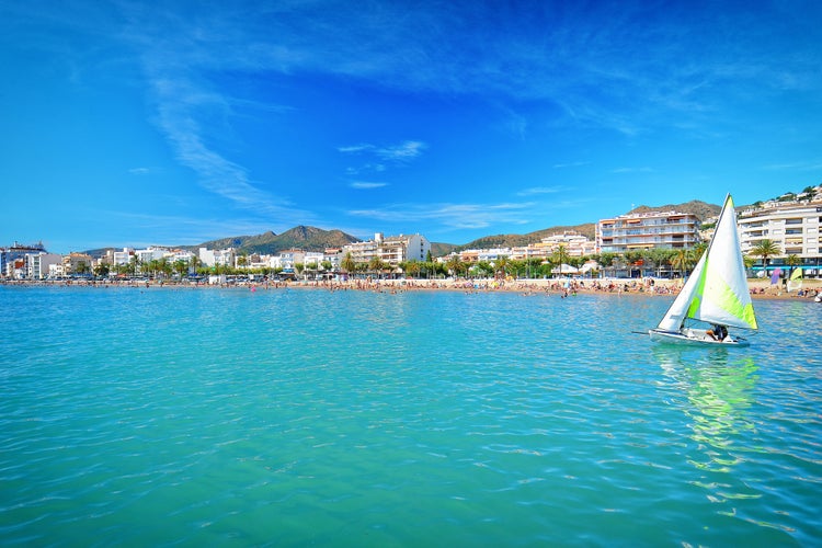 Photo of Roses beautiful beach on summer day, Costa Brava, Catalonia, Spain.