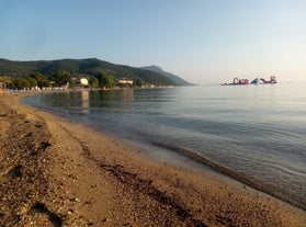 Photo of panoramic aerial view of Palaiokastritsa, Corfu, Greece.