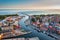 photo of beautiful sunrise over the Ustka town by the Baltic Sea, Poland.