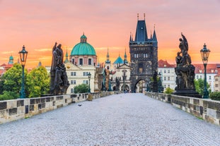 Photo of scenic summer view of the German traditional medieval half-timbered Old Town architecture and bridge over Pegnitz river in Nuremberg, Germany.