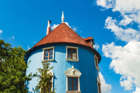 Photo of a close up to Moomin House in Park Moomin world, Naantali, Finland.