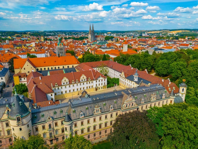 Panorama view of Saint Emmeram palace in German town Regensburg.