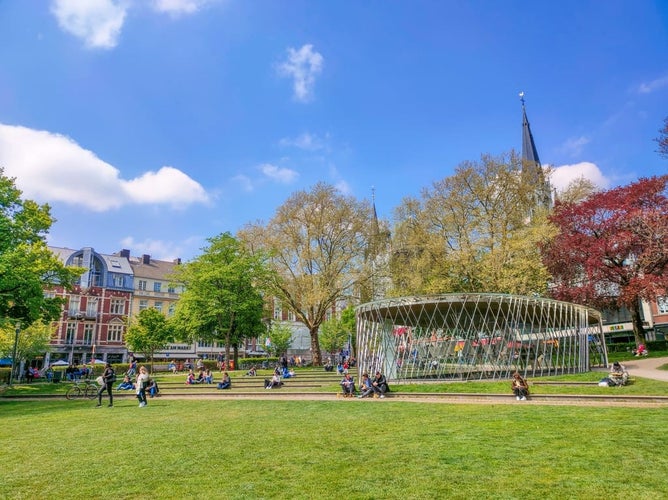 Photo of The Eliesengarten with the Aachen Cathedral in the background Aachen , Germany.