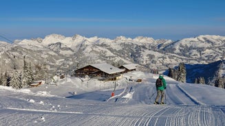 photo of an aerial view of Gstaad in winter. Village and holiday resort in the Swiss Alps.