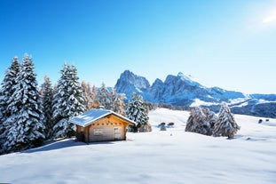 photo of panoramic view of Val Gardena in Italy.