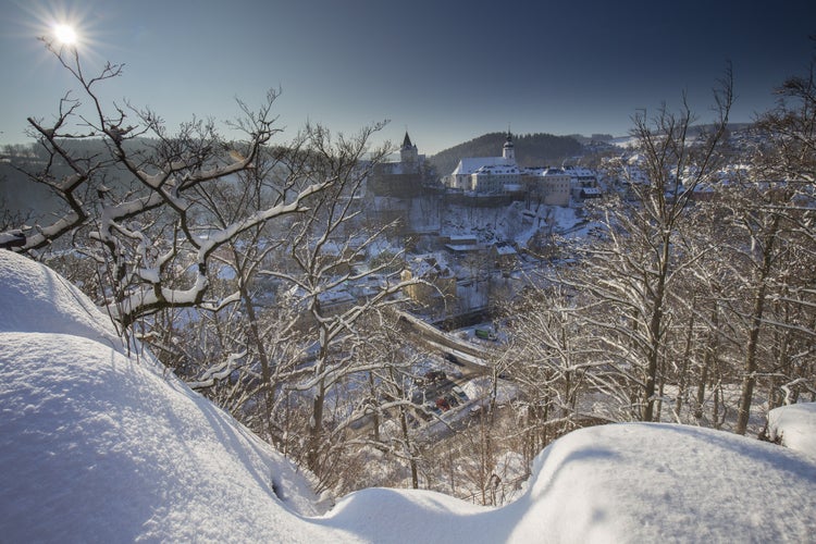 Photo of View to Schwarzenberg Castle from Ottenstein in Germany .