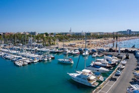 photo of aerial panorama view of the coastline Cambrils, Costa Dourada, Catalonia, Spain.